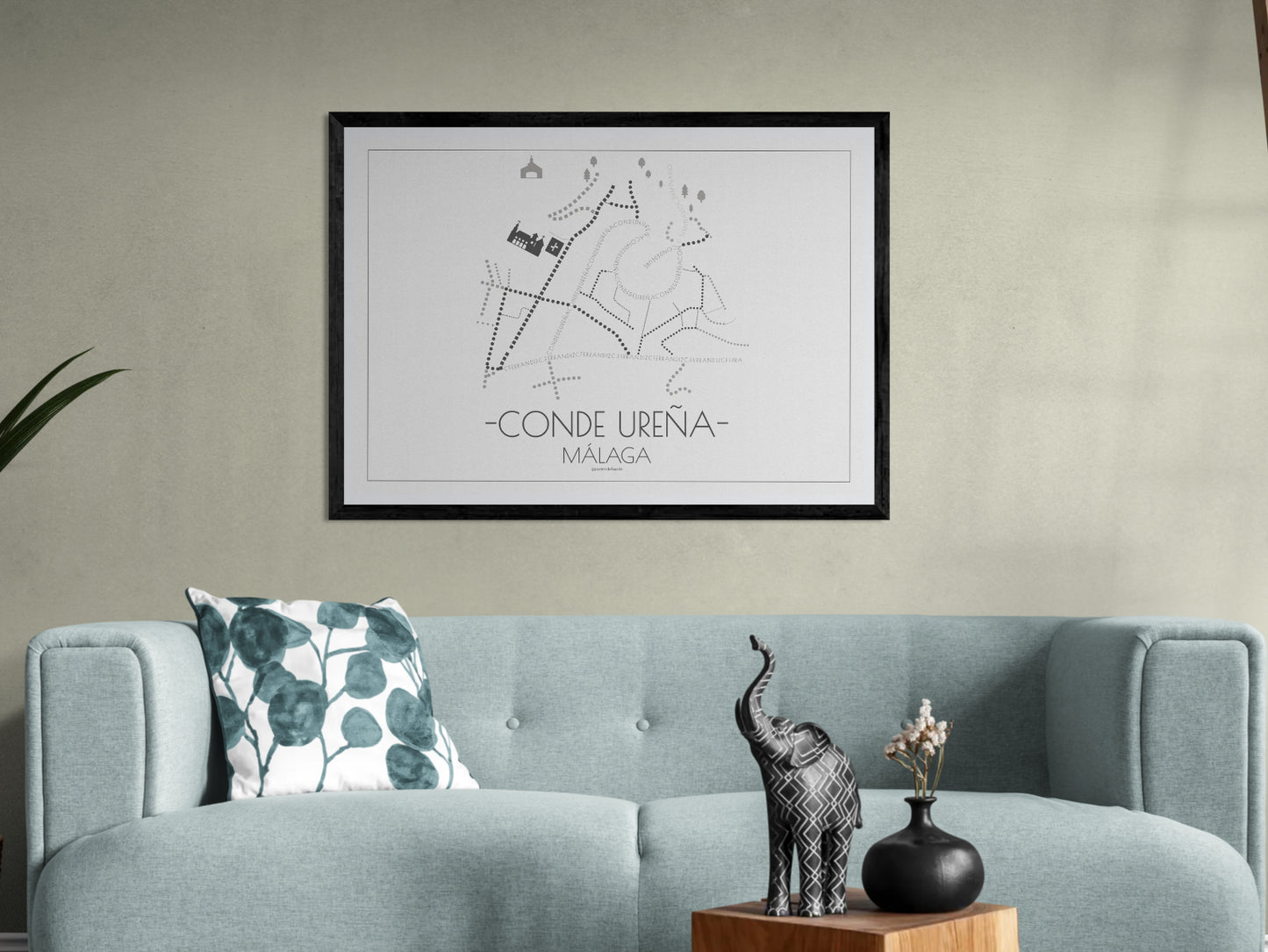 100x70 poster map of Malaga city conde de Urena, light variant.