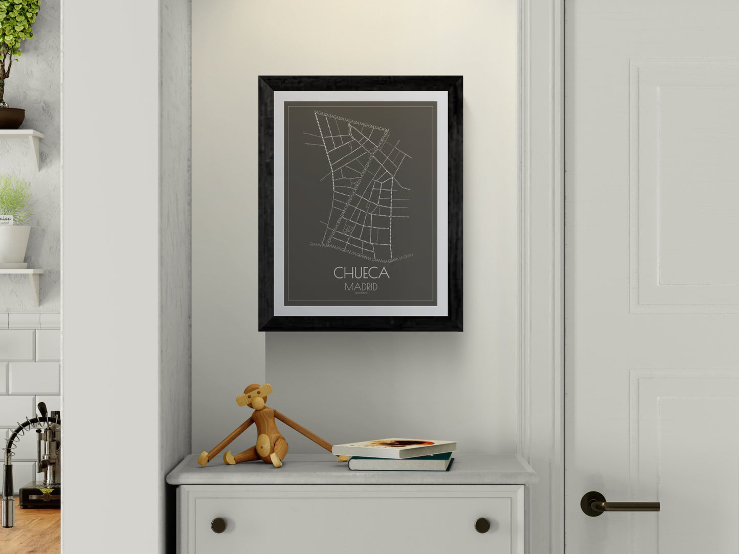30x40 art poster map of Chueca neighbourhood in Madrid, Spain.