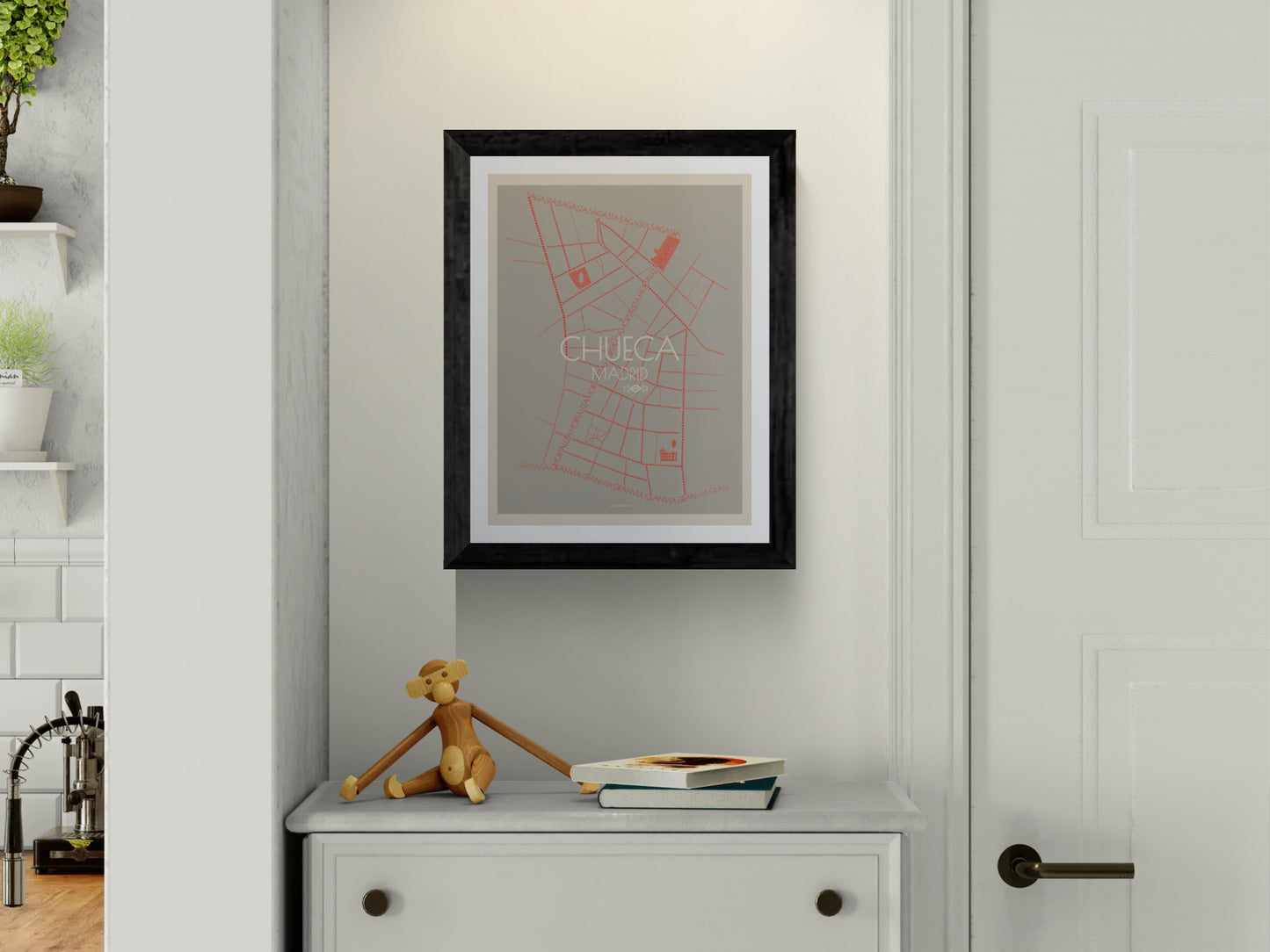 30x40 art minimal poster map of Chueca neighbourhood in Madrid, Spain.