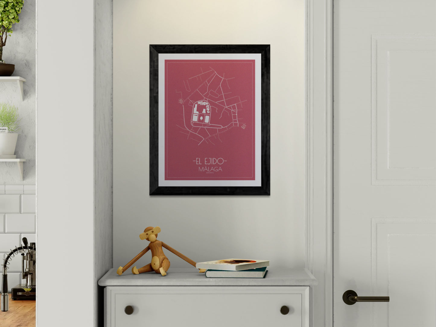 30x40 poster map of Malaga city el ejido, cherry variant.