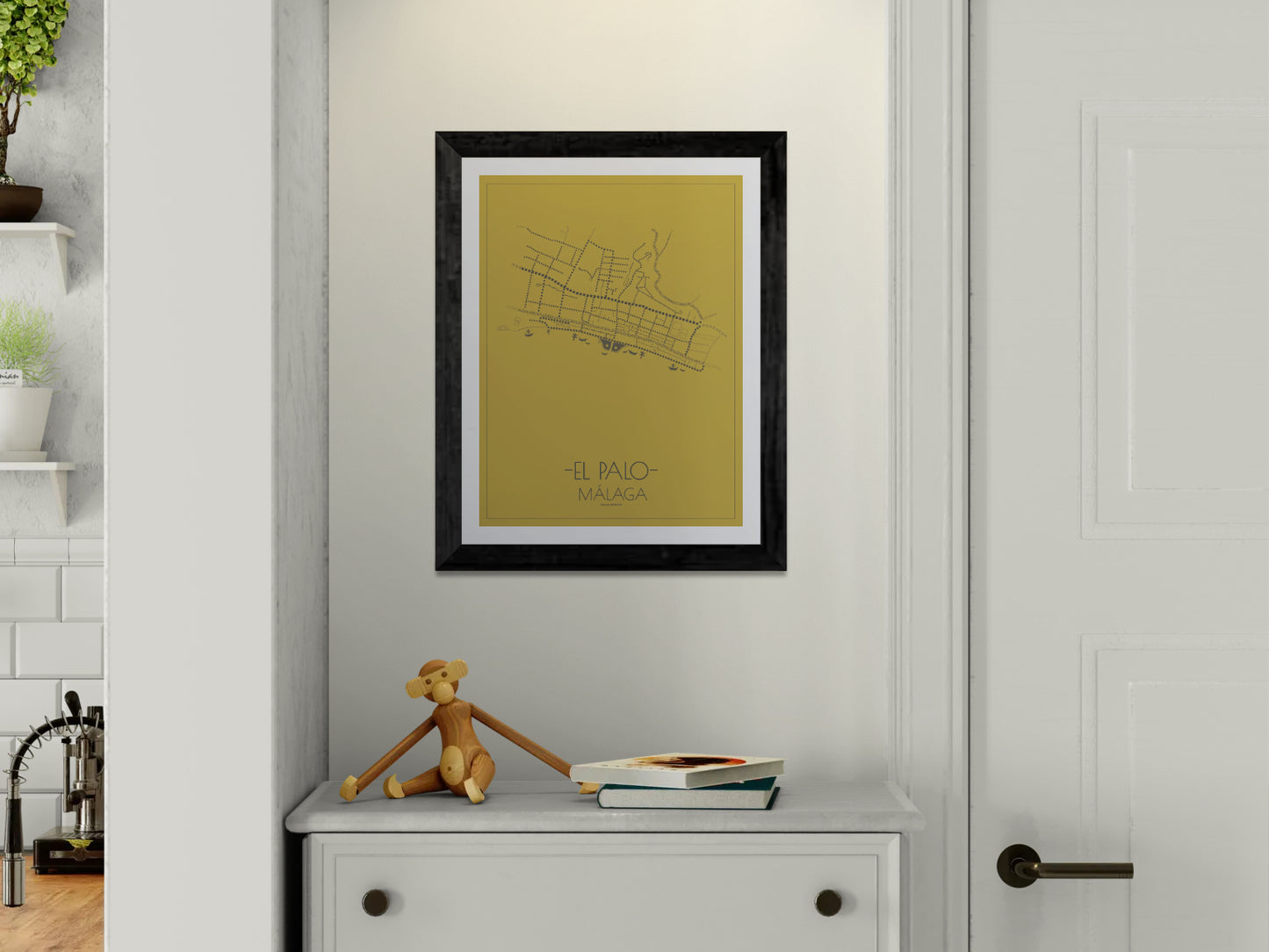 30x40 poster map of Malaga city el palo, gold variant.