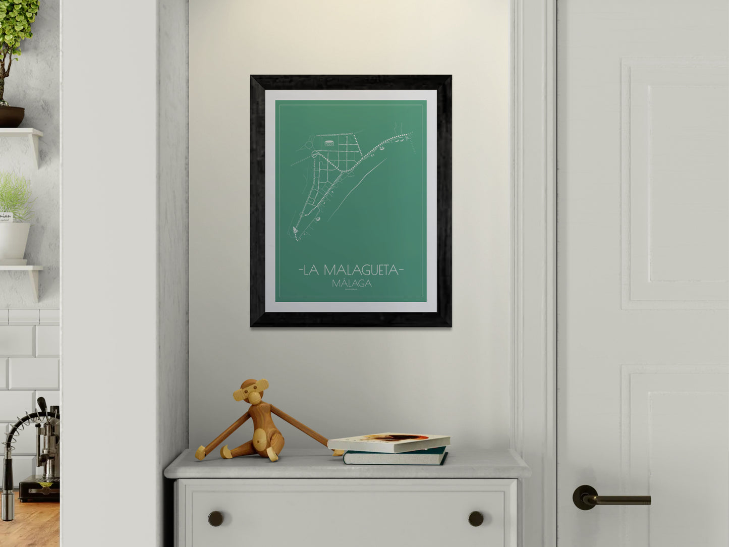 30x40 poster map of Malaga city la malagueta, emerald variant.
