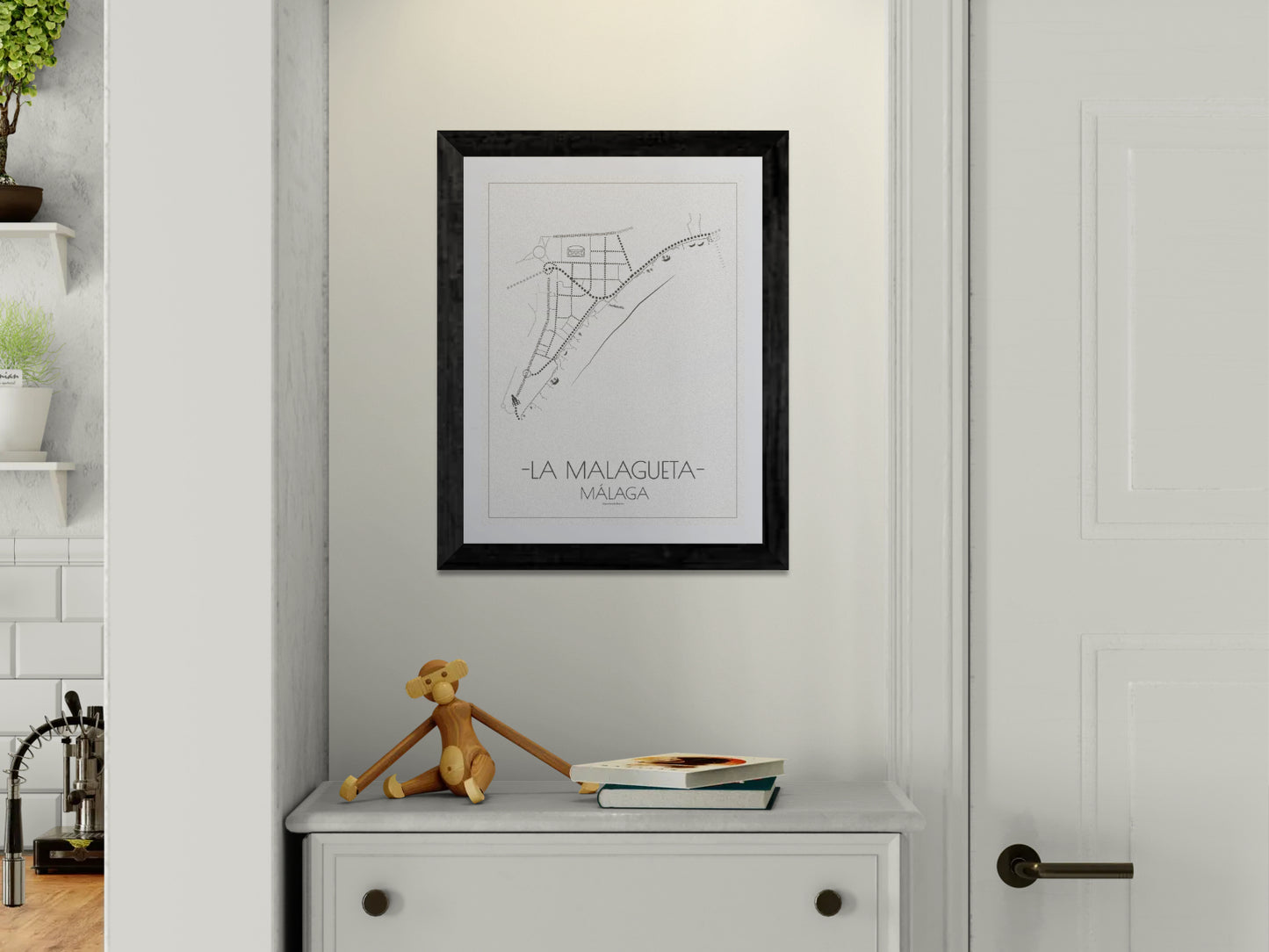 30x40 poster map of Malaga city la malagueta, light variant.
