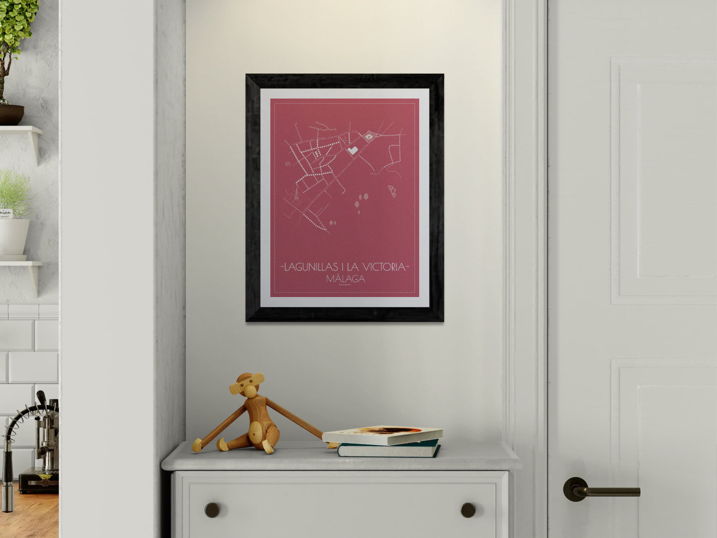 30x40 poster map of Malaga city lagunillas and la victoria, cherry variant.