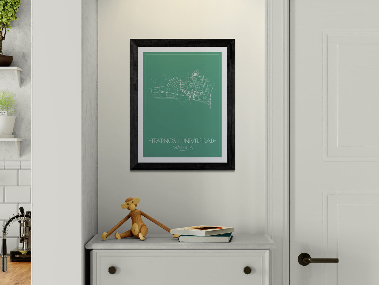 30x40 poster map of Malaga city teatinos, emerald variant.