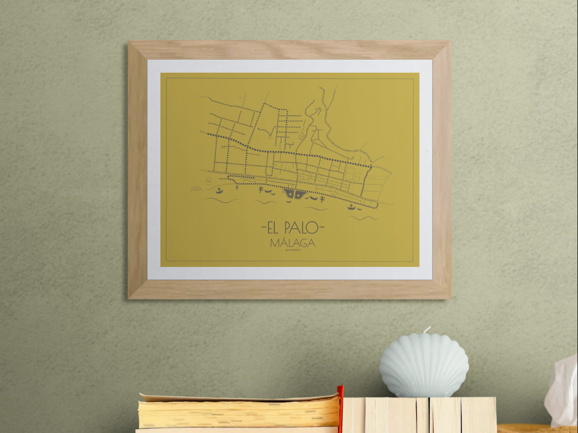 40x30 poster map of Malaga el palo, gold variant.