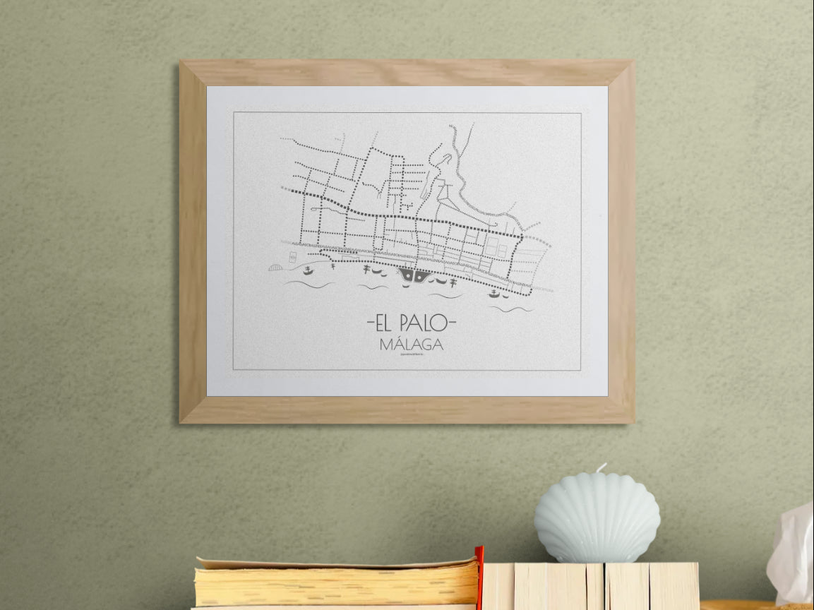 40x30 poster map of Malaga el palo, light variant.