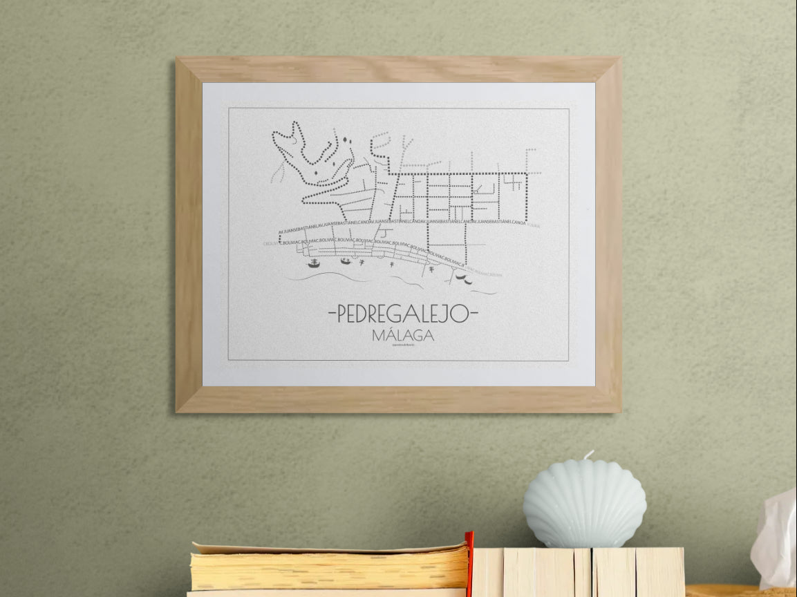 40x30 poster map of Malaga pedregalejo, light variant.