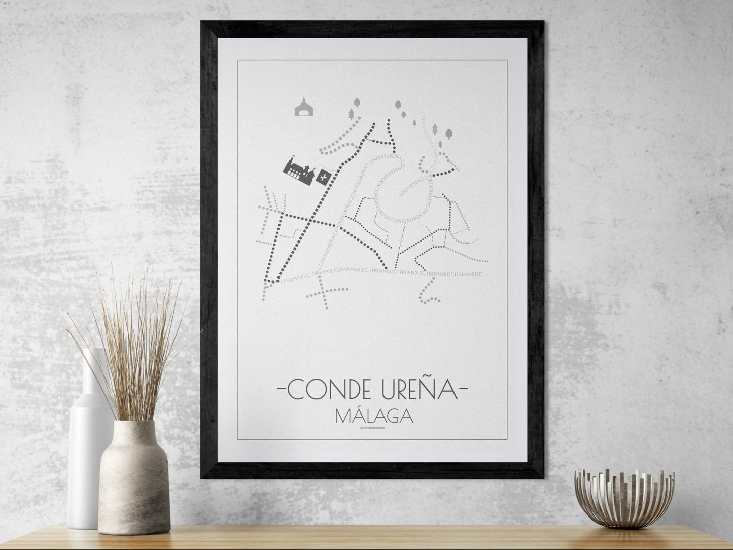 50x70 poster map of Malaga conde urena, light variant.