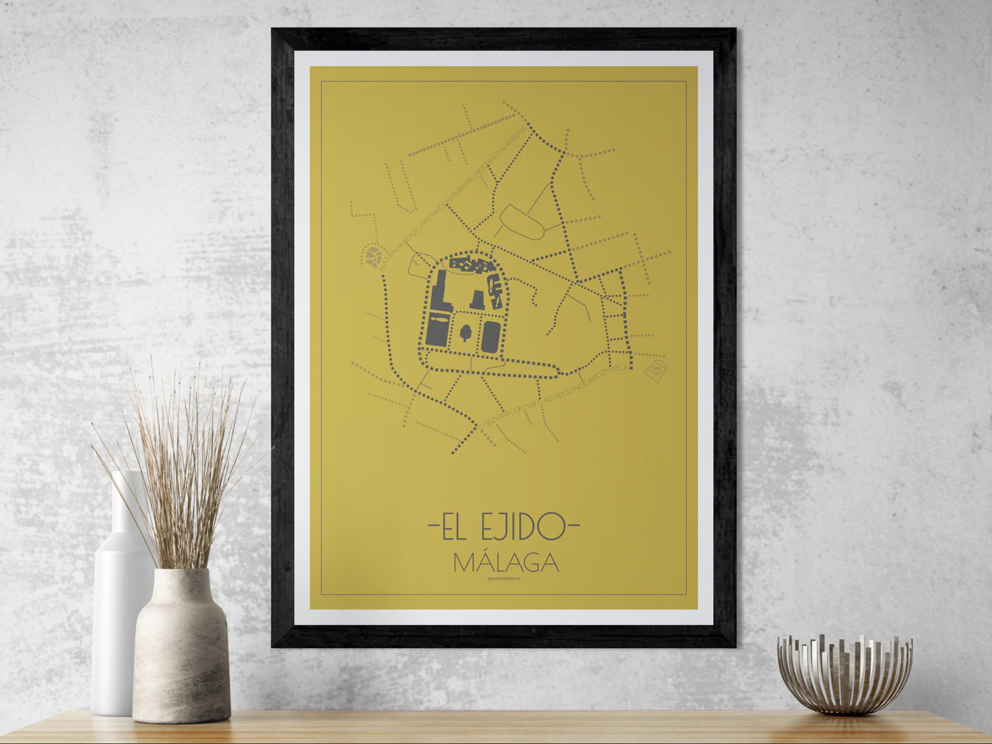 50x70 poster map of Malaga el ejido, gold variant.