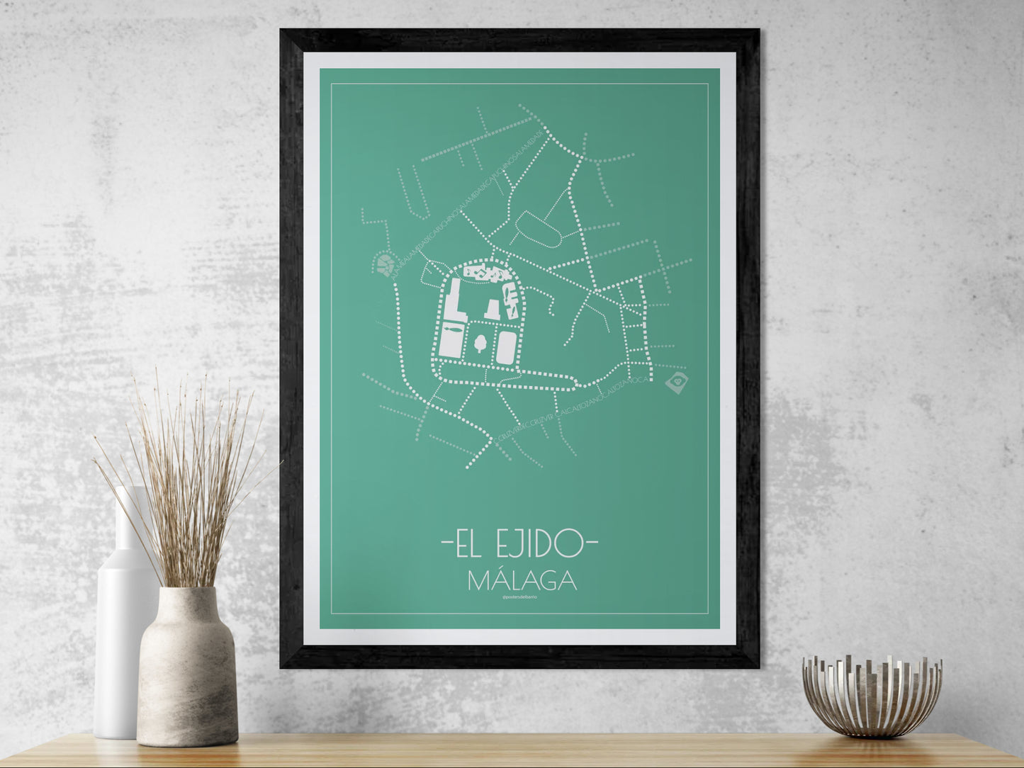 50x70 poster map of Malaga el ejido, emerald variant.