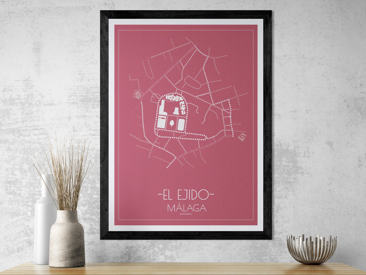 50x70 poster map of Malaga el ejido, cherry variant.