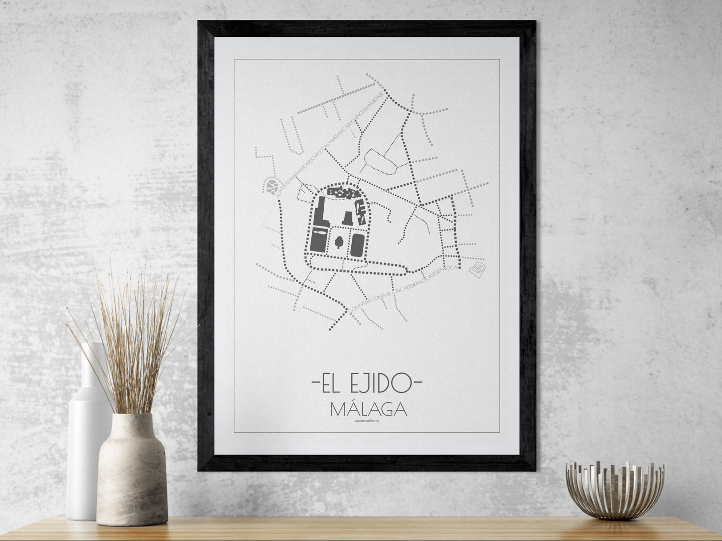 50x70 poster map of Malaga el ejido, light variant.