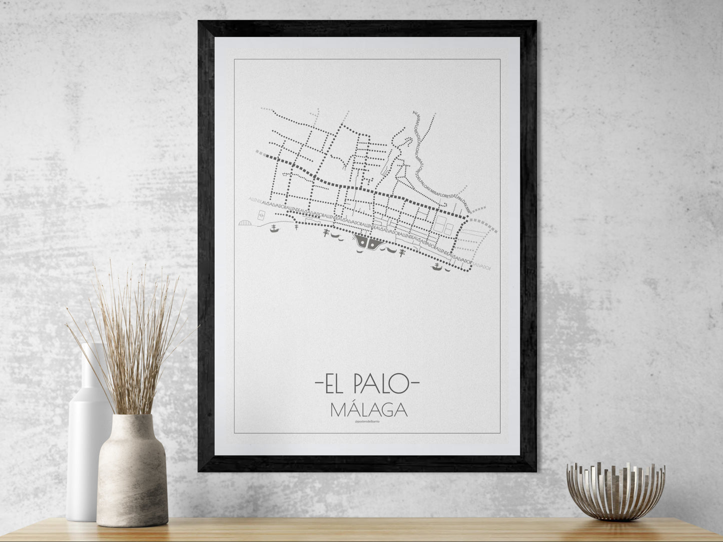 50x70 poster map of Malaga el palo, light variant.