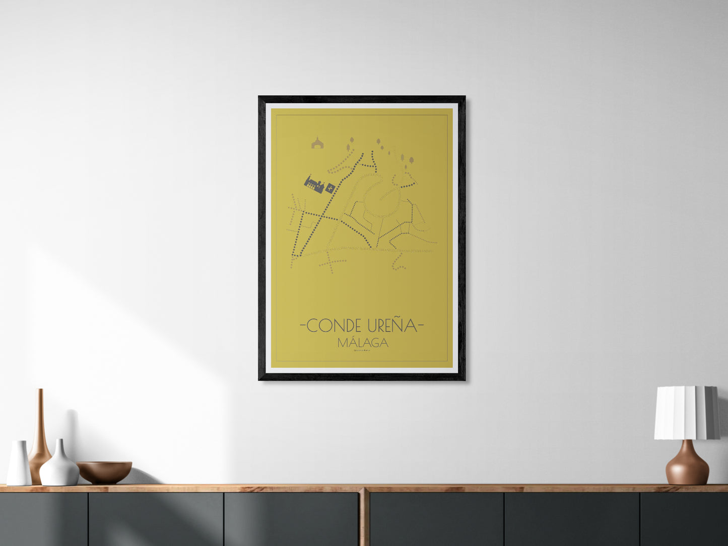 70x100 poster map of Malaga conde urena, gold variant.