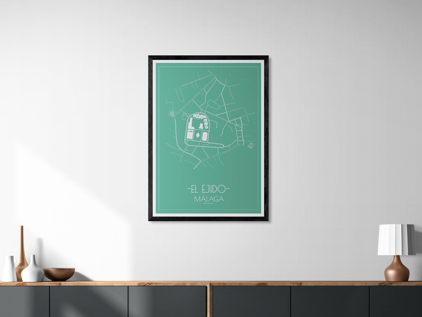 70x100 poster map of Malaga el ejido, emerald variant.