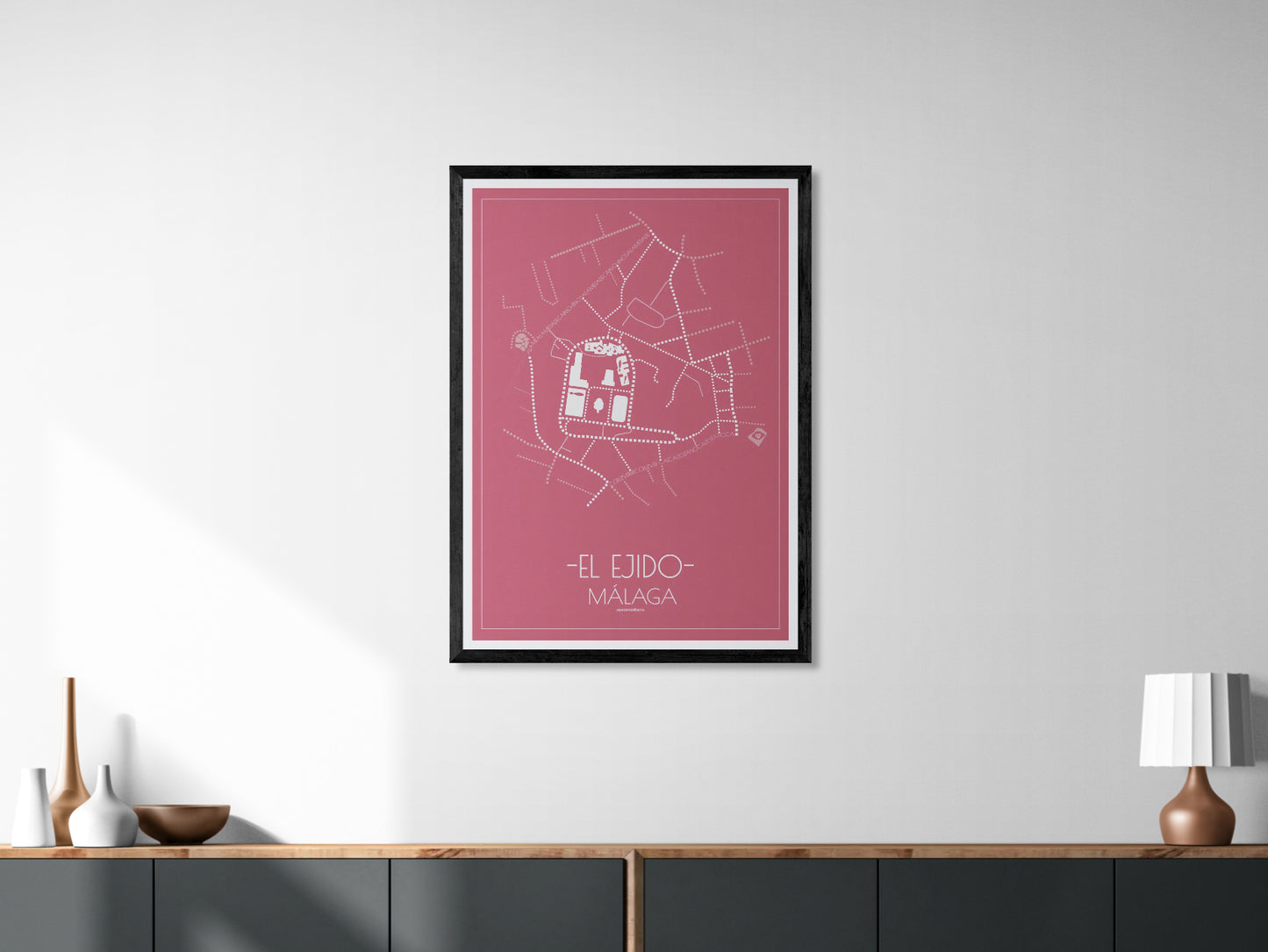 70x100 poster map of Malaga el ejido, cherry variant.