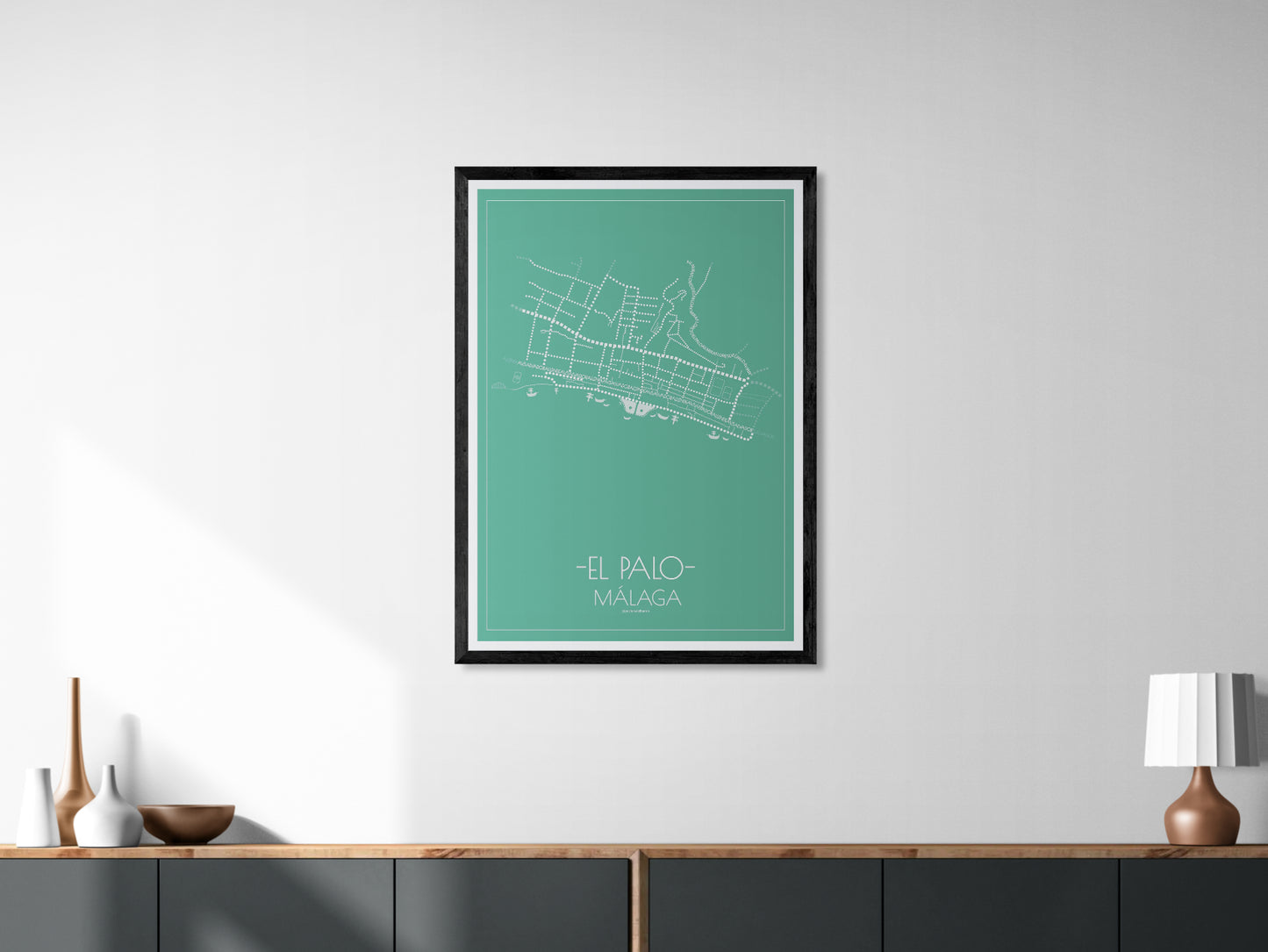 70x100 poster map of Malaga el palo, emerald variant.