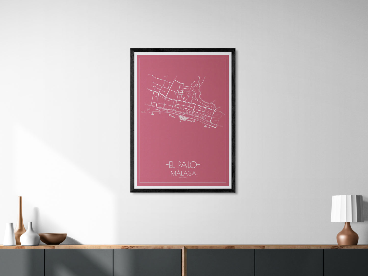 70x100 poster map of Malaga el palo, cherry variant.