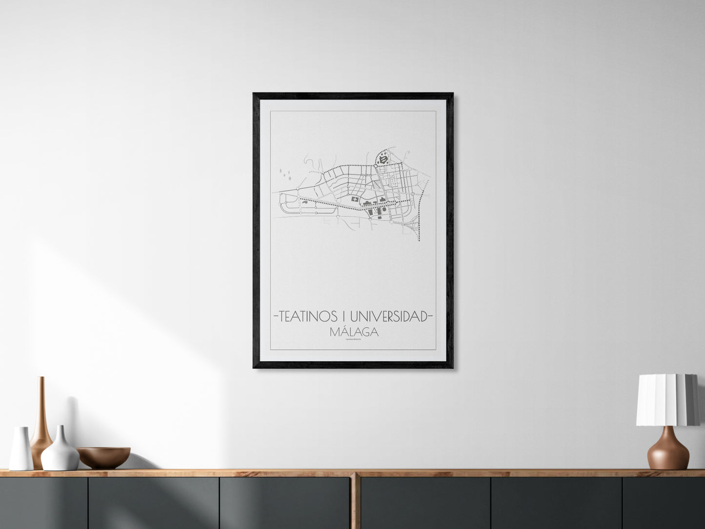 70x100 poster map of Malaga teatinos, light variant.