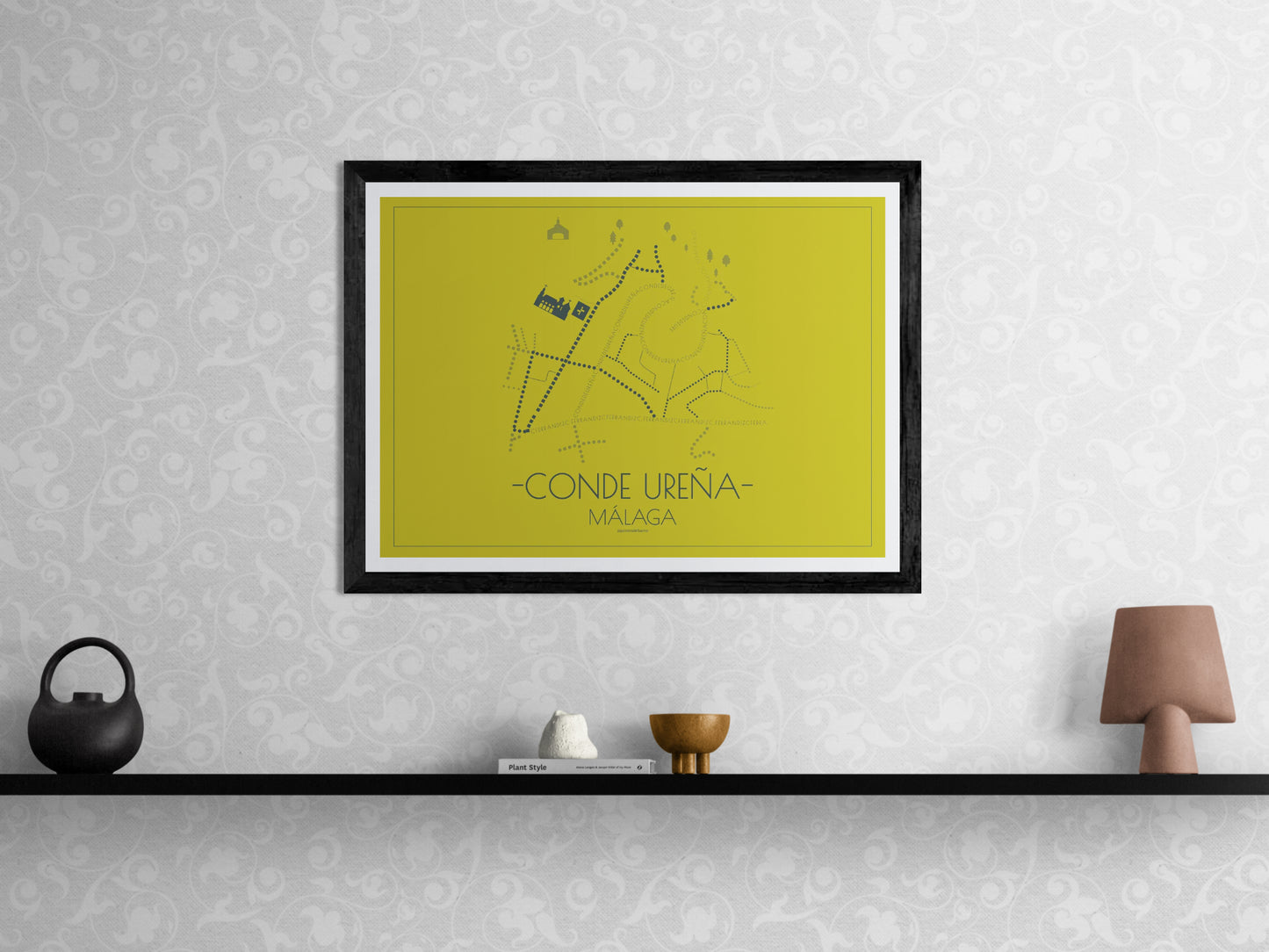 70x50 poster map of Malaga conde urena, gold variant.
