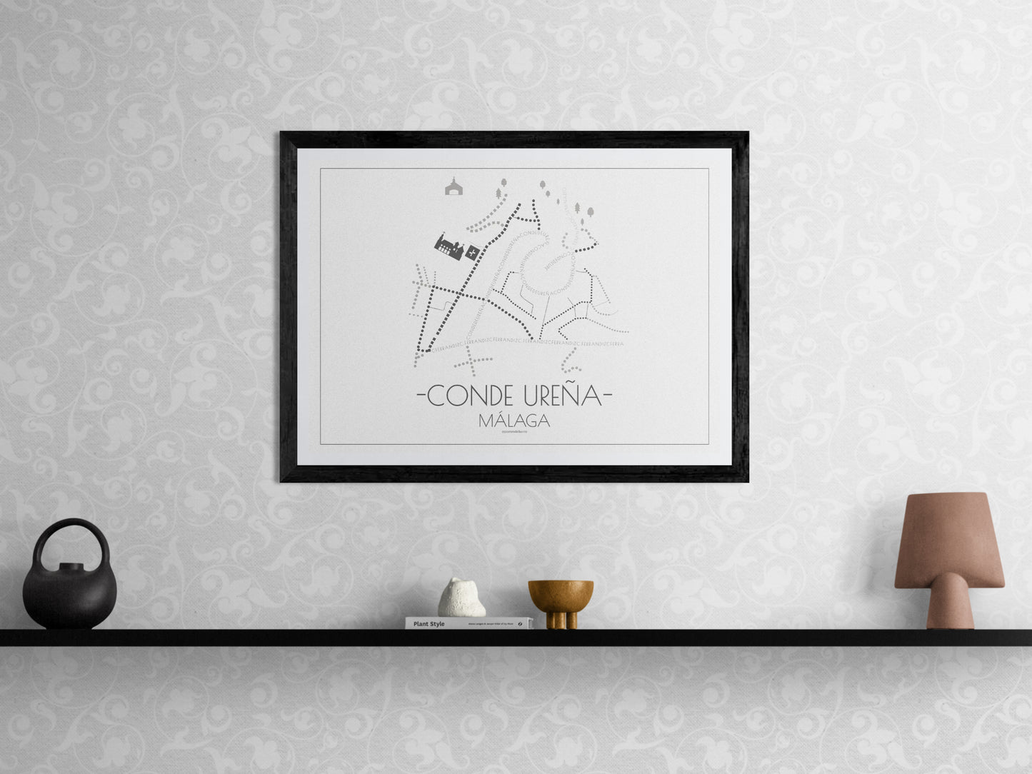 70x50 poster map of Malaga conde urena, light variant.