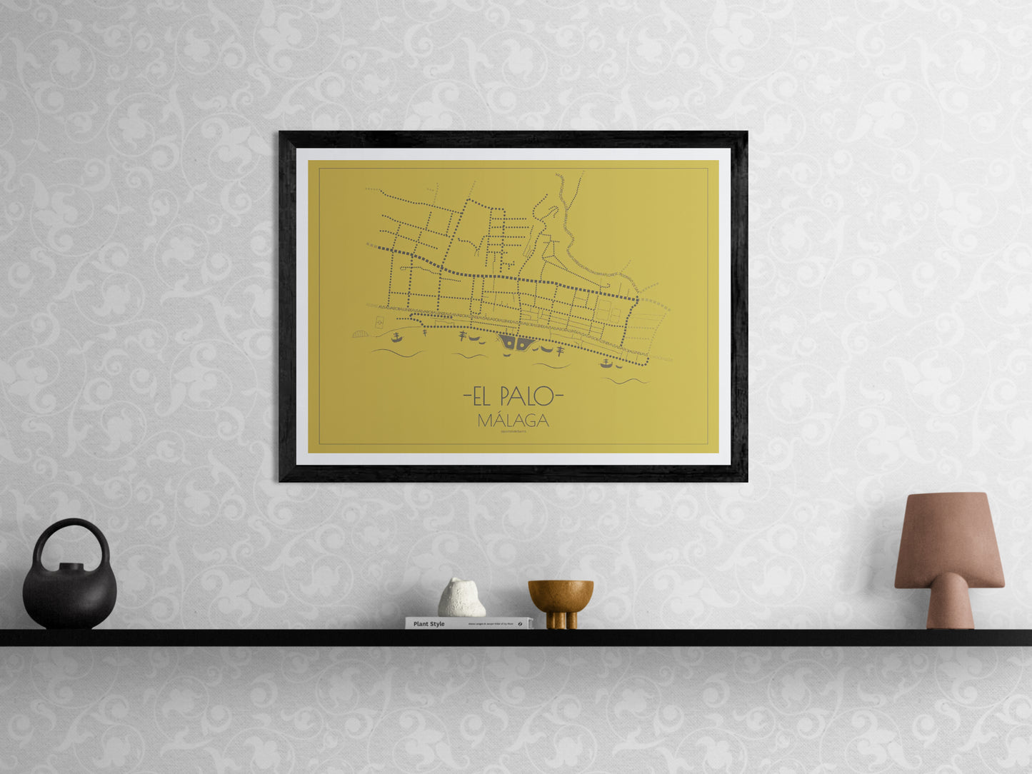 70x50 poster map of Malaga el palo, gold variant.