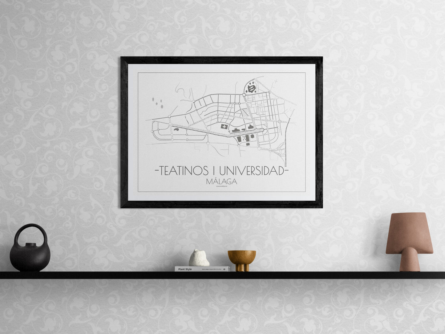 70x50 poster map of Malaga teatinos, light variant.